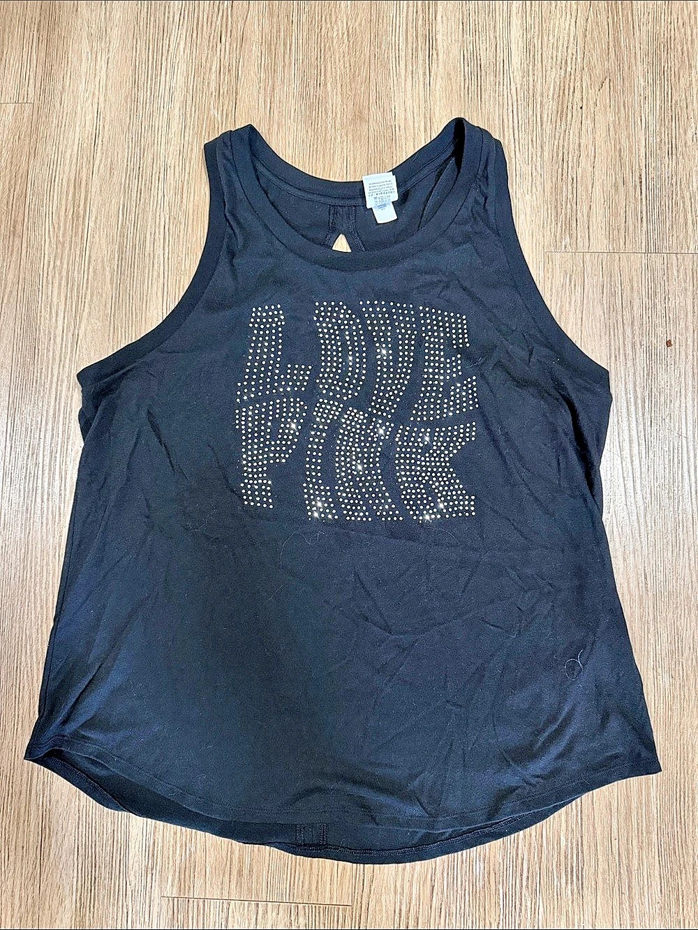 PINK Rhinestone Tank Top in Black XL